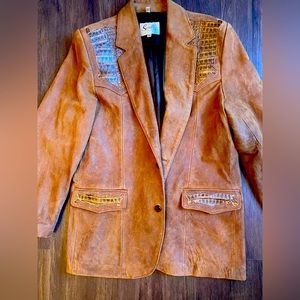 Scully men’s tan leather blazer style jacket size 40